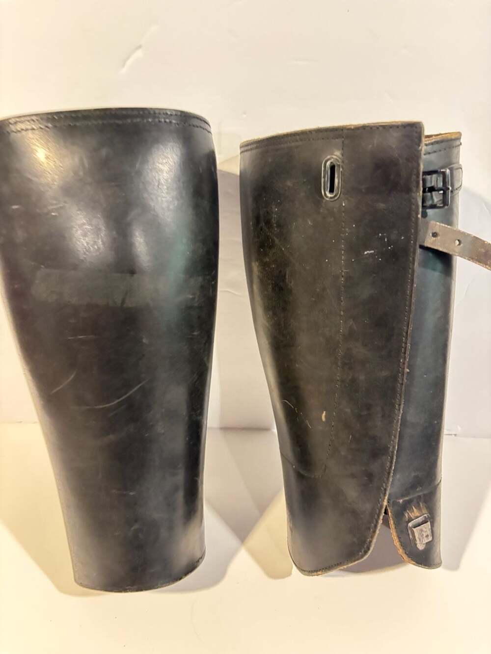 Vintage Military Leather Gaiters Shin Guards Leggings
